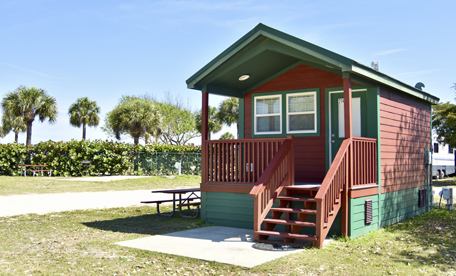 One of the air-conditioned cabins at Jetty Park
