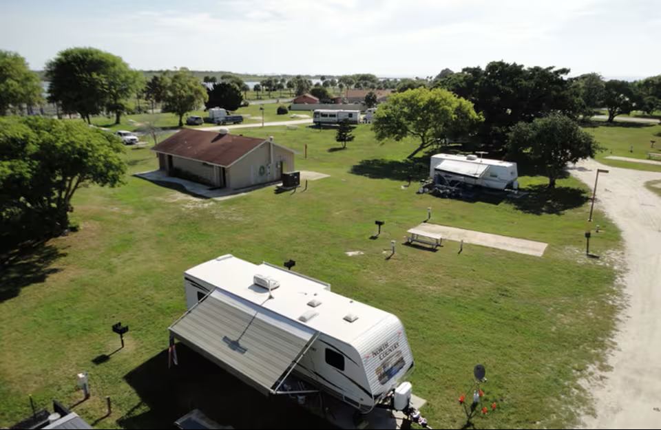 Standard RV campsites at Jetty Park